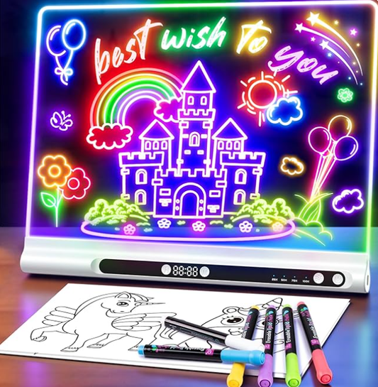 Aurora Glow LED message board front view with 9 colorful light modes