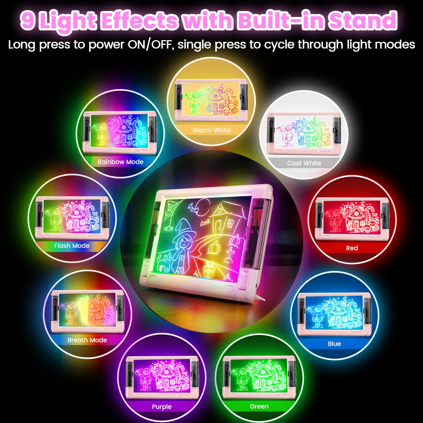 15 inch glow board included tracing sheets and neon markers