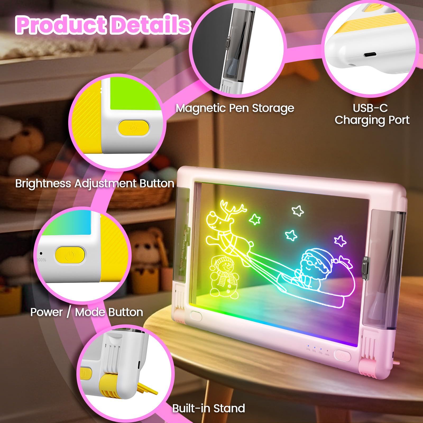 15 inch LED glow board spray-to-erase feature demonstration