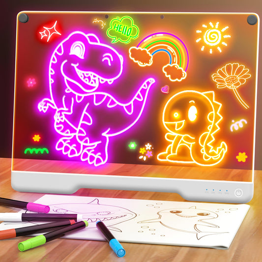 16 inch rechargeable glow doodle board front view with stand